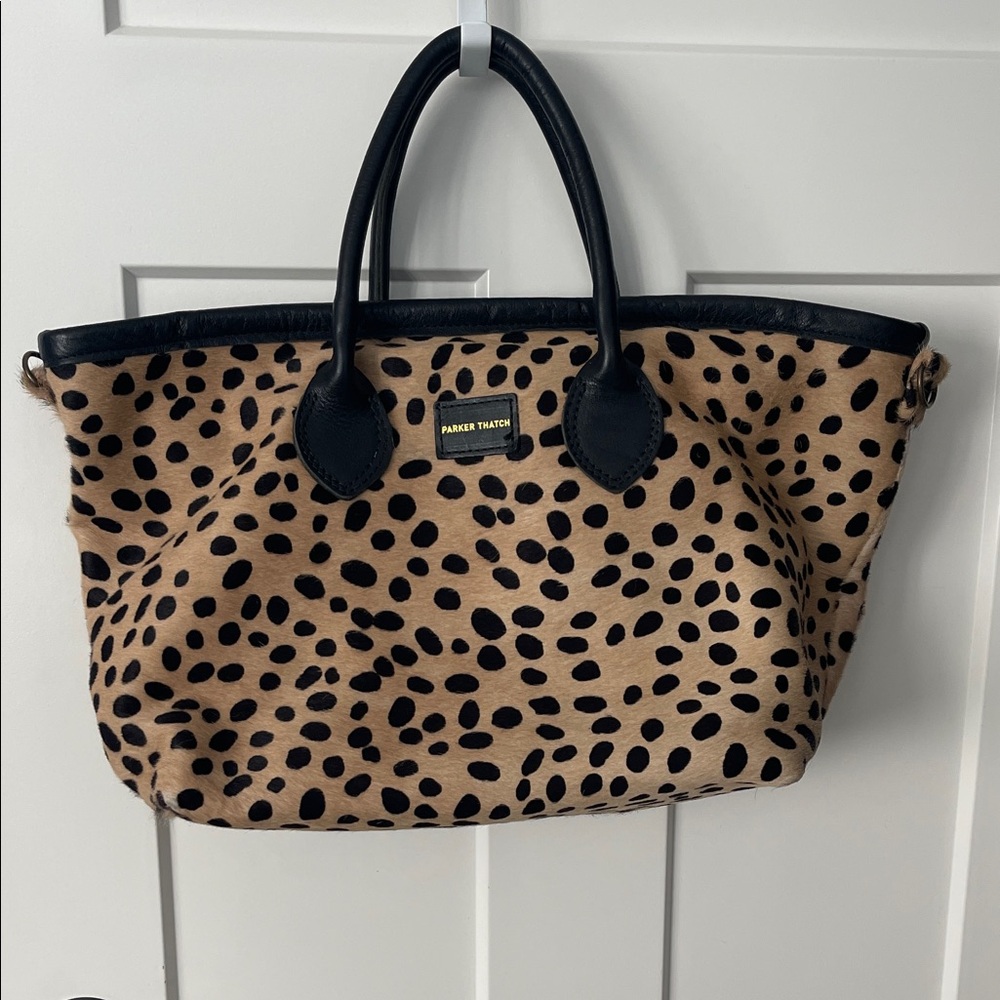 Parker Thatch Pony Hair Animal Print Tote Bag